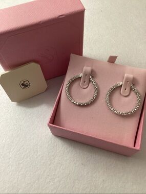 Swarovski Crystal Round Cut Matrix Hoop Earrings